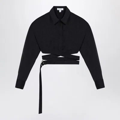 Alaïa Alaia Dark Grey Cotton Crossover Shirt Women In Black