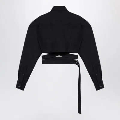 Alaïa Alaia Dark Grey Cotton Crossover Shirt Women In Black