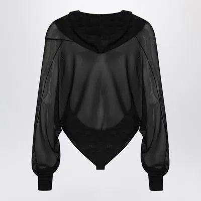 Alaïa Alaia  Hooded Black Bodysuit In Fine Knit In Black