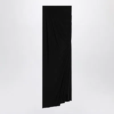 Alaïa Alaia Long Draped Black Skirt In Jersey Women In Black