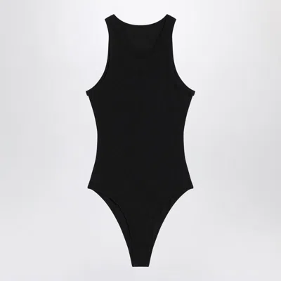Alaïa Sleeveless Ribbed Bodysuit In Black