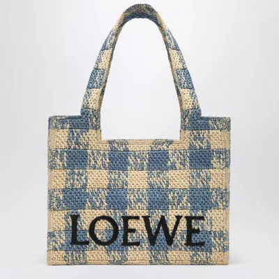 Loewe Medium Font Woven-raffia Tote Bag In Sand