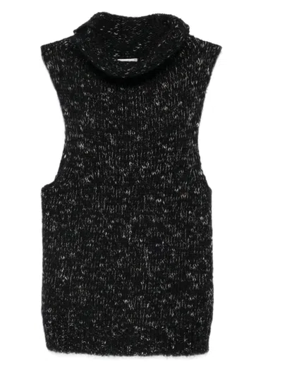 Alysi Wool Turtle-neck Top In Black