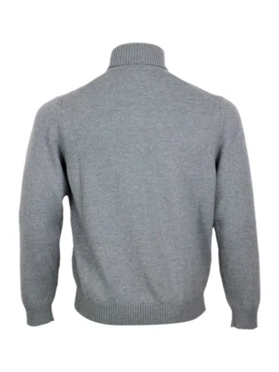 Malo Turtleneck Sweater With Ribbed Cuffs And Hem In Gray
