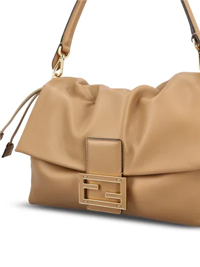 Fendi Medium Shoulder Bag Top Handle In Nude
