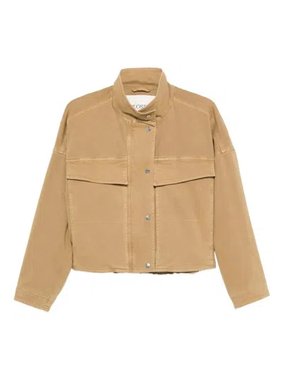 Closed Signature Stretch-cotton Twill Jacket In Gold