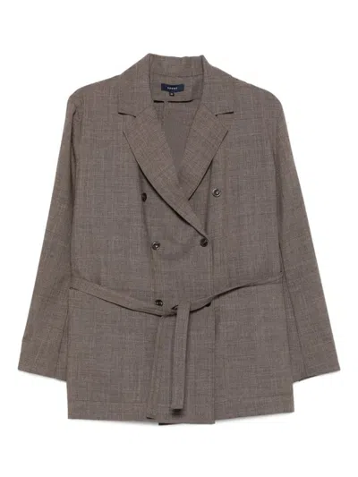 Soeur Double-breasted Brown Jacket With Notched Lapel In Brown