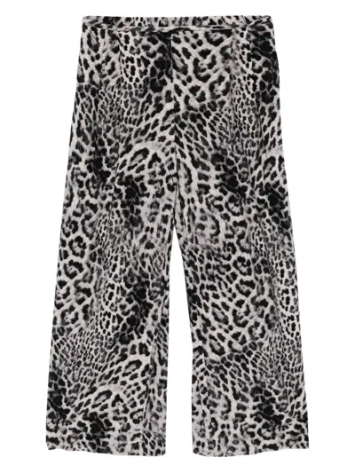 Norma Kamali Leopard Print Wide Leg Trousers In Multi
