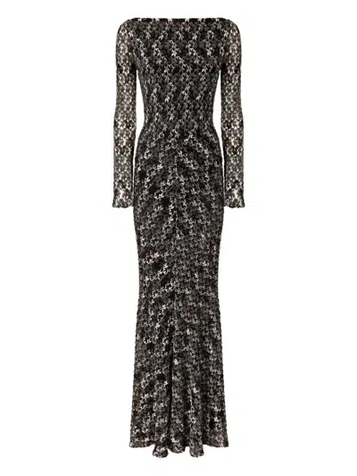 Missoni Long Double Layer Boat Neck Dress Dresses Multicolor In Brown