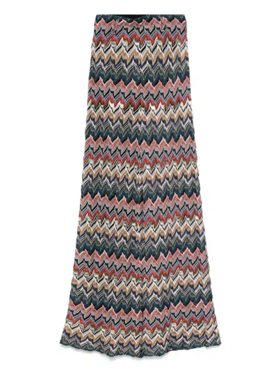 Missoni Long Zigzag Pattern Trousers With Elastic Waistband In Multi