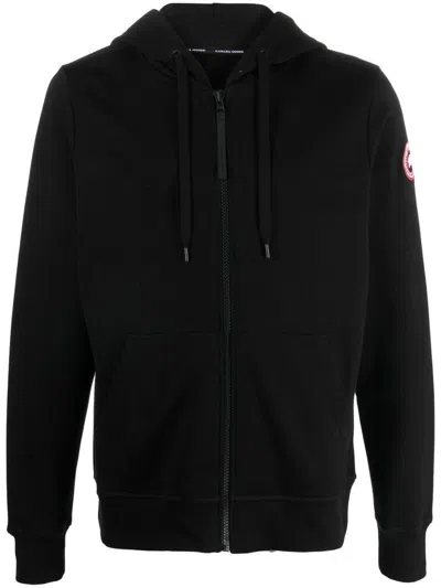Canada Goose Hooded Sweater With Front Pockets And Ribbed Cuffs In Black