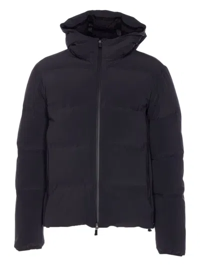 Herno Down Jacket With Hood And Quilted Pattern In Blue