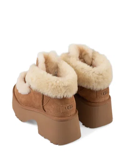 Ugg Platform Boots In Suede With Shearling Beige In Neutral