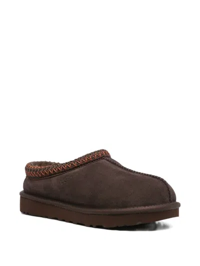 Ugg Tasman Burnt Cedar Sheepskin Embroidery Trim Mules In Brown
