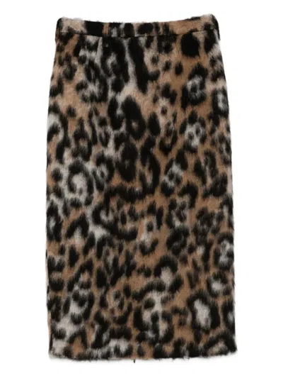 N°21 Leopard Print Pencil Midi Skirt In Animal Print
