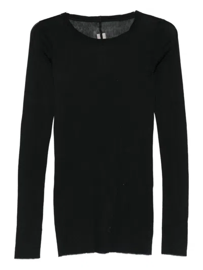 Rick Owens Short Sleeve Top Round Neck In Black