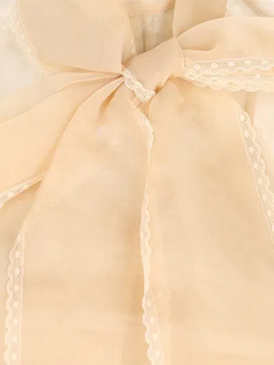 Zimmermann Memento Organza Bow-lace Blouse In Brown