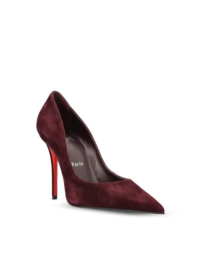 Christian Louboutin Stylish Pointed Toe Suede Pumps In Burgundy