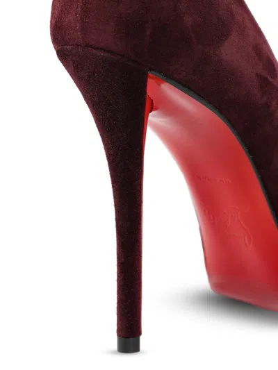 Christian Louboutin Stylish Pointed Toe Suede Pumps In Burgundy