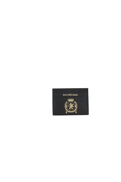 Balenciaga Travel Document Card Holder With Embossed Design In Black