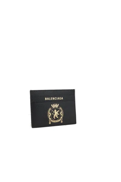 Balenciaga Travel Document Card Holder With Embossed Design In Black