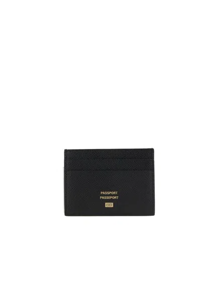 Balenciaga Travel Document Card Holder With Embossed Design In Black