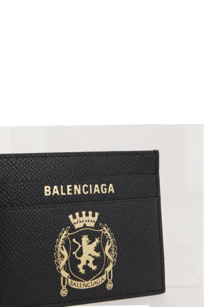 Balenciaga Travel Document Card Holder With Embossed Design In Black