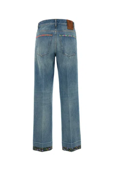 Valentino High Rise Viscose Straight Jeans In Blue