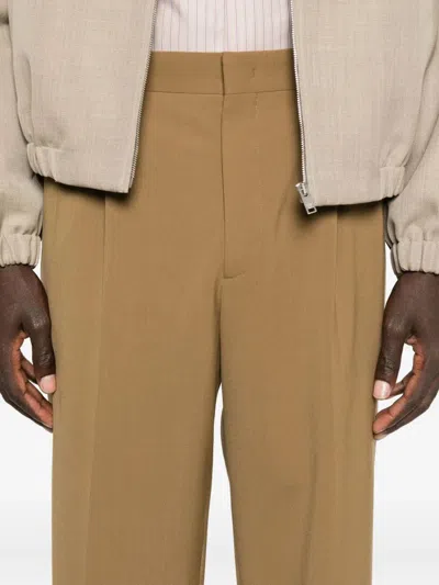 Cellar Door Trousers With Pleated Front And Pockets In Brown