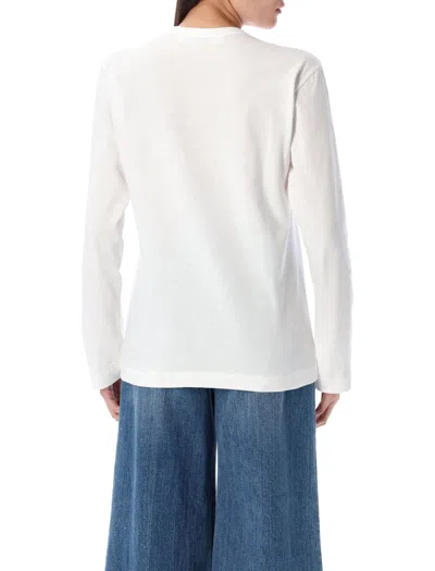 Comme Des Garçons Play White Heart-shaped Patch Long-sleeved T-shirt In Gray