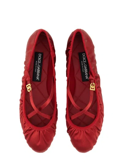 Dolce & Gabbana Satin Ballerina In Red