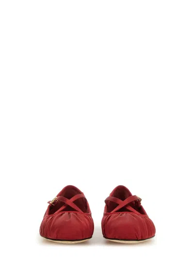 Dolce & Gabbana Satin Ballerina In Red