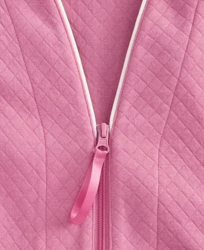 Charter Club Women's Zip-front Quilted Robe In Pink