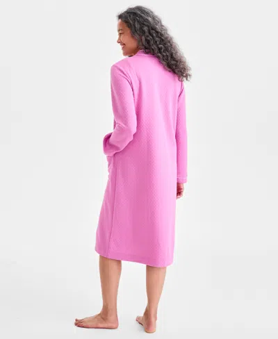Charter Club Women's Zip-front Quilted Robe In Pink