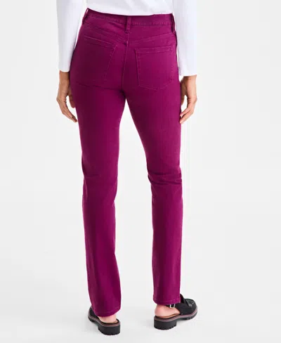 Style & Co Petite High Rise Natural Straight-leg Jeans, Created For Macy's In Purple