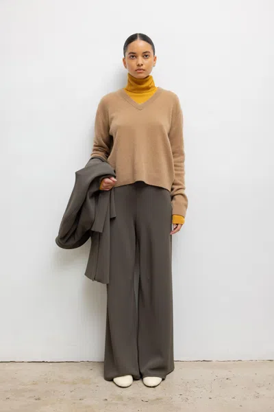 Leset Jesse V Neck Pullover In Brown
