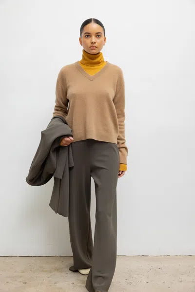 Leset Jesse V Neck Pullover In Brown