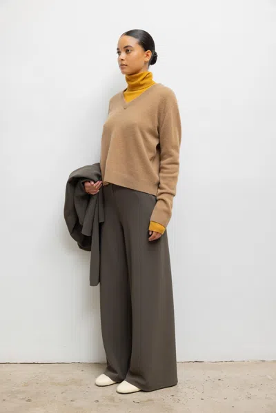 Leset Jesse V Neck Pullover In Brown