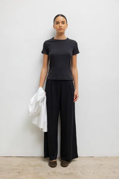 Leset Lauren Crop Pleated Pocket Pant In Black