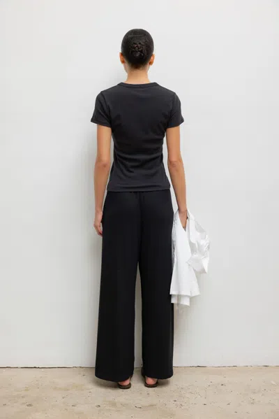 Leset Lauren Crop Pleated Pocket Pant In Black