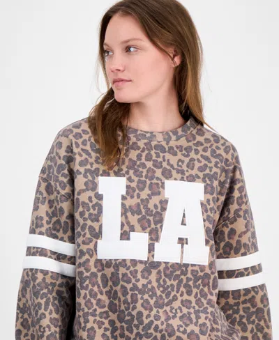 Madden Girl Juniors La Patch Leopard Print Sweatshirt Fleece Wide Leg Sweatpants