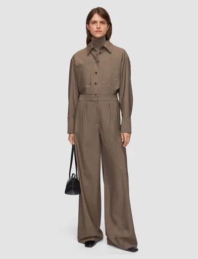 Joseph Alanel Light Wool Tailoring Trousers In Brown