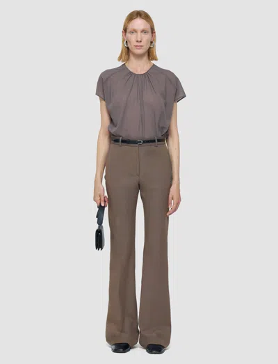 Joseph Tafira Gabardine Stretch Trousers In Brown
