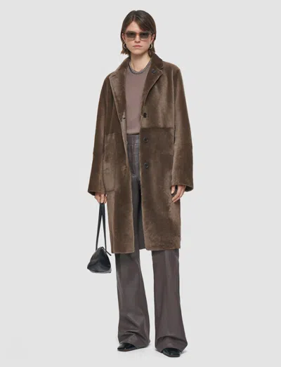 Joseph Britanny Reversible Soft Shearling Coat In Brown