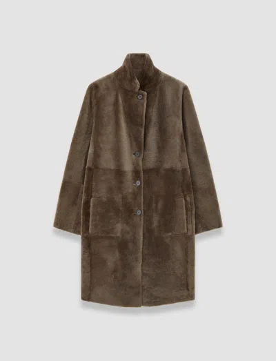 Joseph Britanny Reversible Soft Shearling Coat In Brown