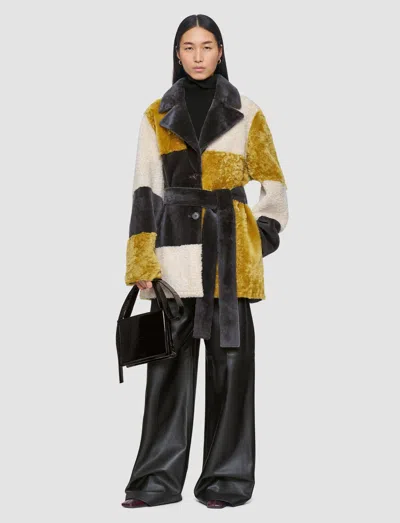 Joseph Martel Overlay Shearling Coat In Multi