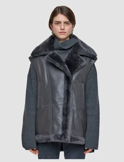 Joseph Marc Soft Shearling Gilet In Gray