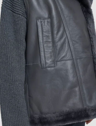 Joseph Marc Soft Shearling Gilet In Gray