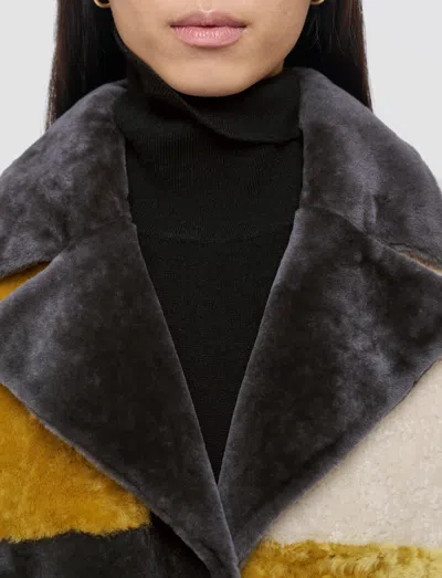 Joseph Martel Overlay Shearling Coat In Multi