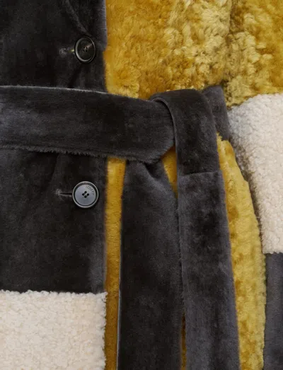 Joseph Martel Overlay Shearling Coat In Multi